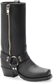 Black Double H Boot 11 Inch Harness Boot with Zipper